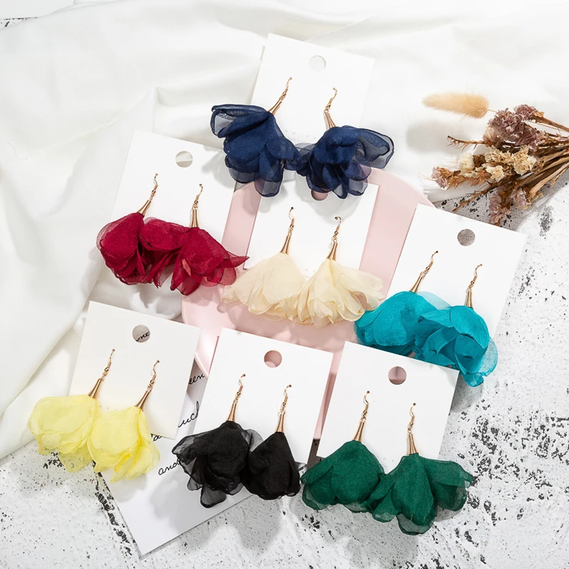 Модные длинные женские серьги-подвески в виде цветка магнолии листьев лотоса