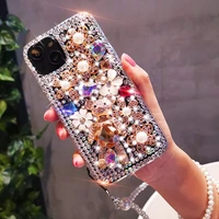 luxury glitter full diamond rhinestone little bear lanyard chain case for iphone 13 pro max 13 mini ultra cover jewelled case