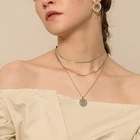 ZUUZ богемное многослойное ожерелье для женщин Винтажное очарование Геометрическая подвеска Звезда Луна ожерелье из нержавеющей стали