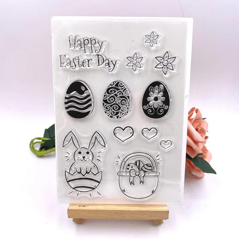 

KLJUYP Happy Easter Day Clear Stamps Scrapbook Paper Craft Clear stamp scrapbooking