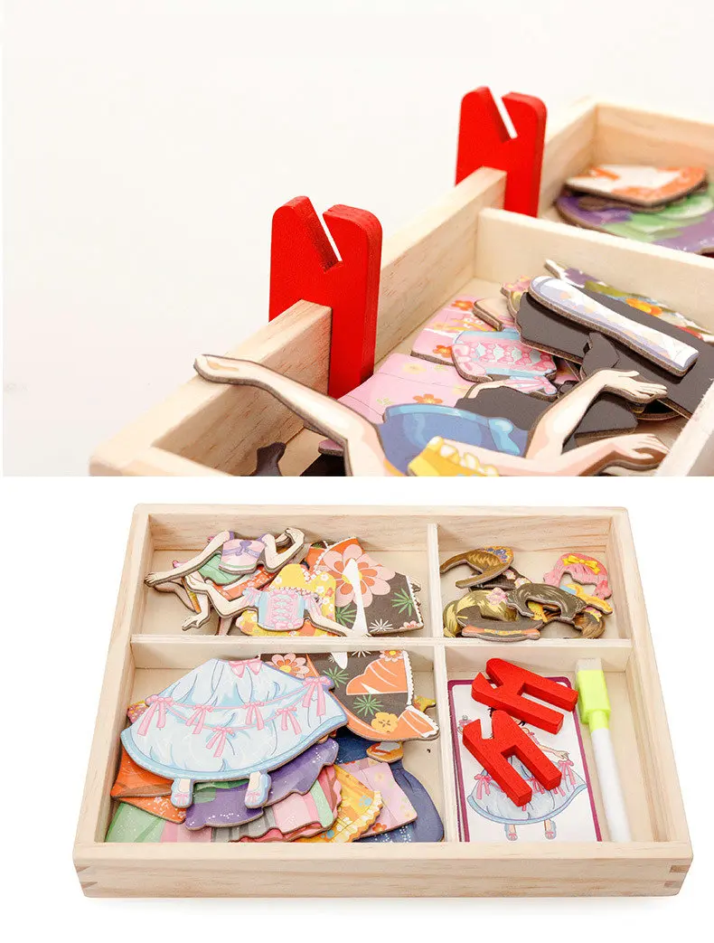 Бесплатная доставка детская деревянная головоломка одежда пазлы для девочек