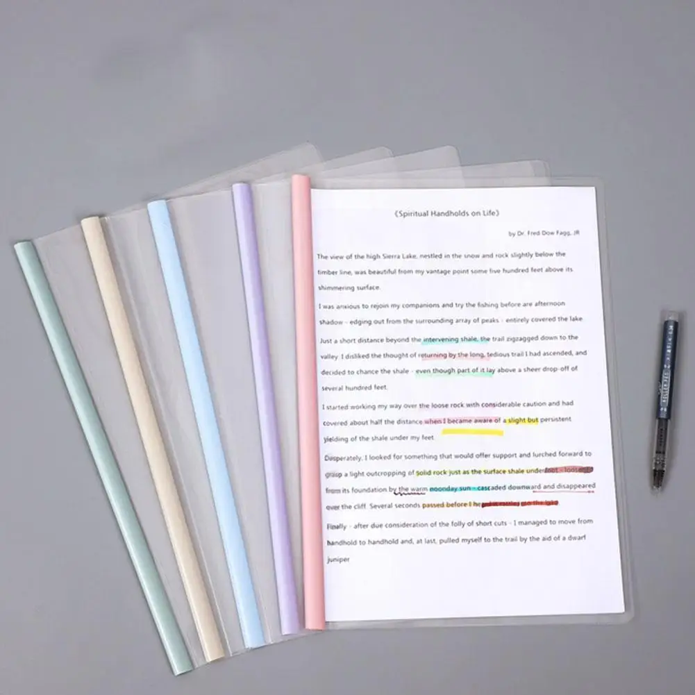 

10pcs/set A4 Transparent Folder Morandi Color Lever Business School Presentation Clip Business Folder