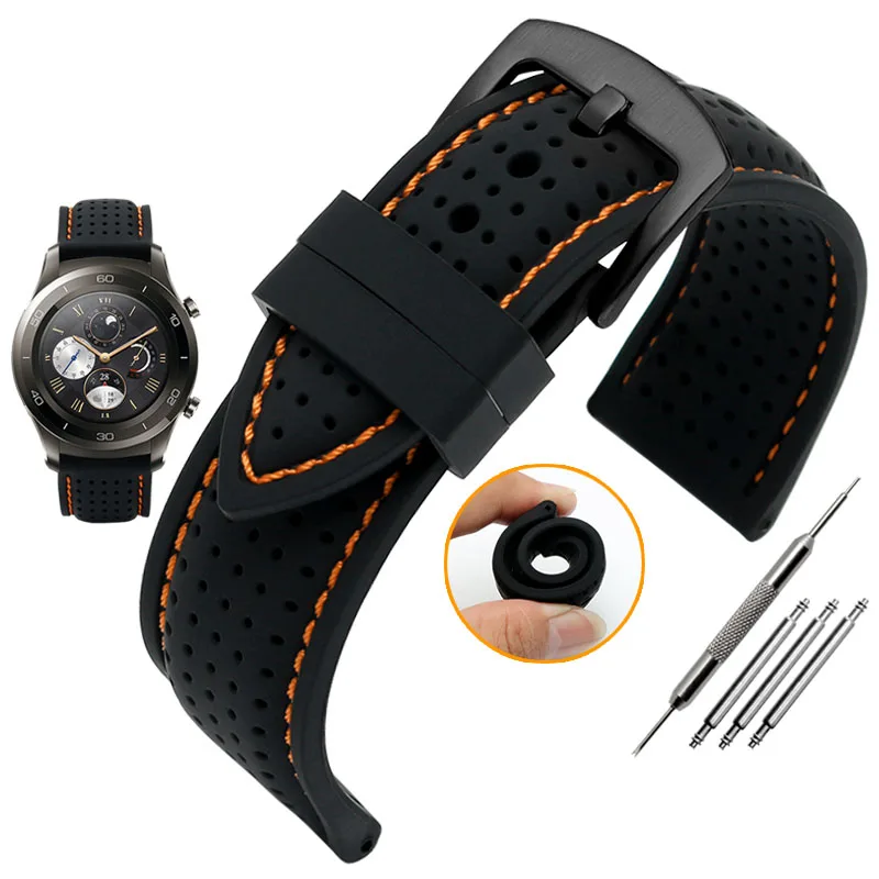 Фото Новый дышащий силиконовый спортивный ремешок для MidoTissot Omega, ремешок для часов 20 мм, 22 мм, 24 мм, резиновый ремешок для huawei, аксессуары Samsung №1