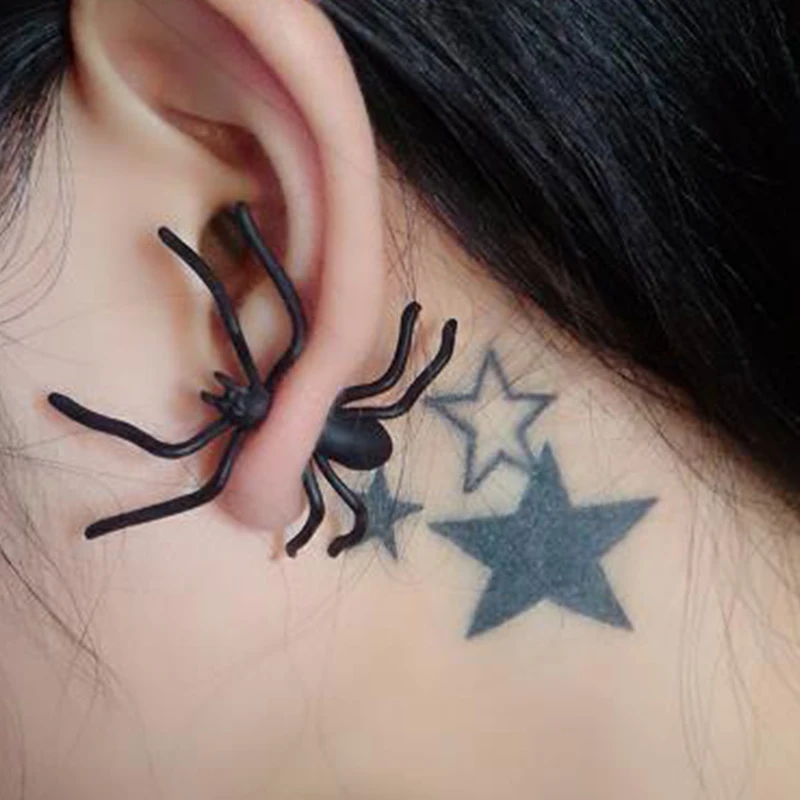 Серьги гвоздики в виде черного паука для Хэллоуина 1 шт.|Украшения своими руками