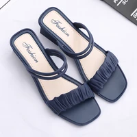 sandals 2021 new womens mid heel fashion simple sandals outer wear ladies slippers casual shoes high heels