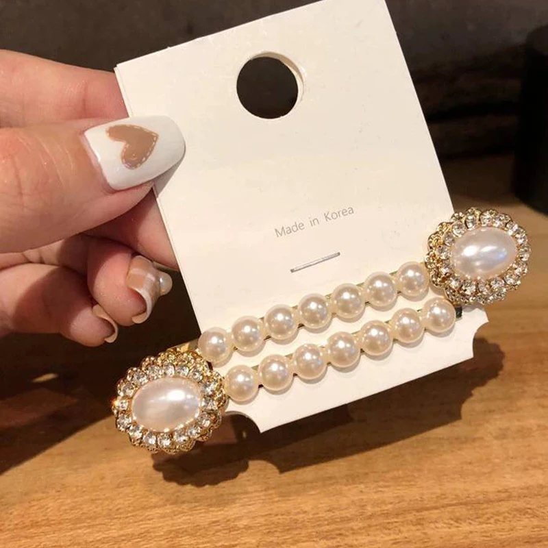 Корейская модная темпераментная знаменитая общественная личность Ветер Большой жемчужный край клип бэнг зажим в форме утиного клюва.