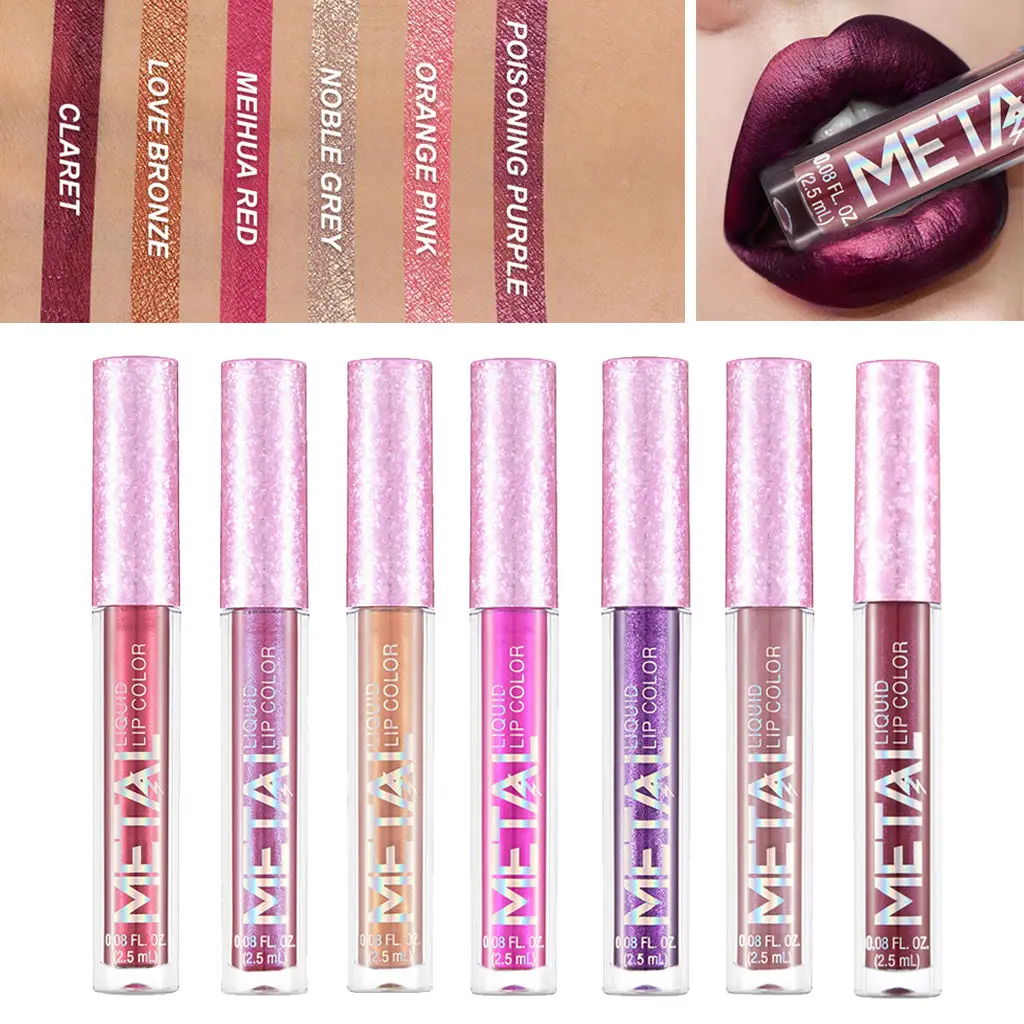 

Long Lasting Waterproof Metallic Liquid Lip Gloss Lipstick Sexy Lip Cosmetic Lipstick Makeup Lip Gloss