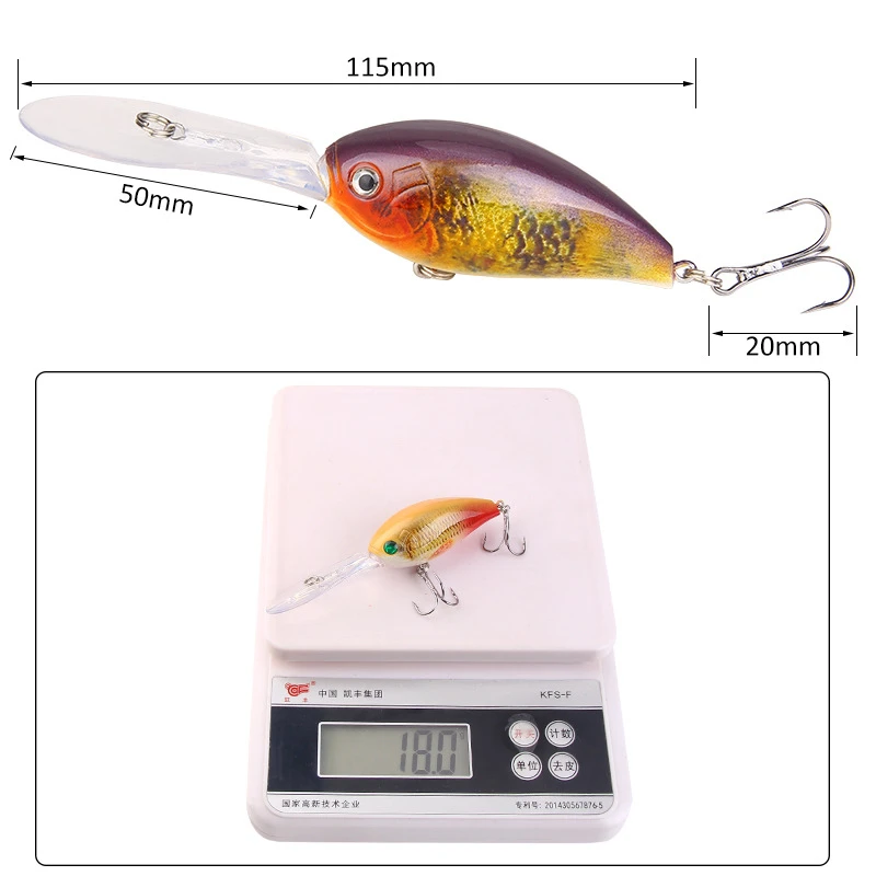 

6pcs Crankbait Fishing Lure 11.5cm 17.5g Long Lips Wobblers Laser Artificial Hard Bass Pike trolling pesca carp Fishing Tackle