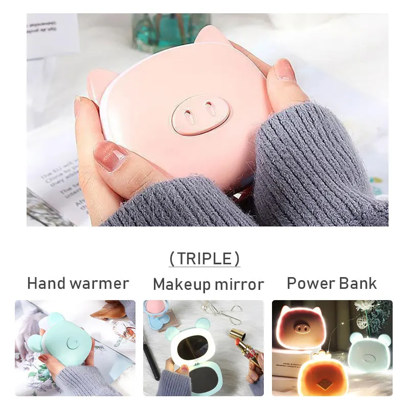 

3 In 1 5W Hand Warmers Usb Charging Dual-Use Mini With Fill Light And Makeup Mirror Student Electric Heating Treasure For Girls