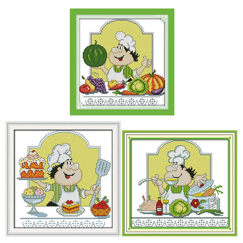 Humor chef кухонные украшения декор из мультфильма картины напечатанные на холсте DMC