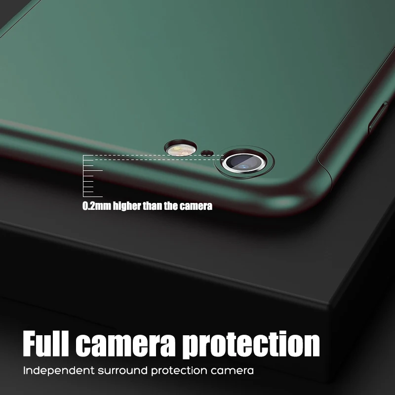 360 Full Body Phone Cases with Glass for Iphone 13 12 11 Pro Max XR XS Protective Case for Iphone SE2020 8 7 6 6S Plus 5S Cover