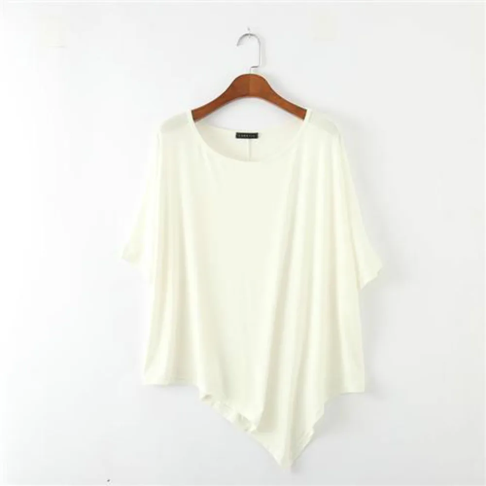 

Irregular Top Women's Summer Long Sleeve Short Sleeve T-shirt Large Size Loose Round Neck Bottoming Shirt
