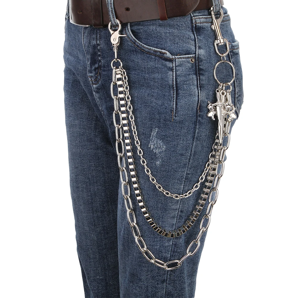 Модные мужские ювелирные изделия джинсовая цепочка-кошелек 3-слойная талия в