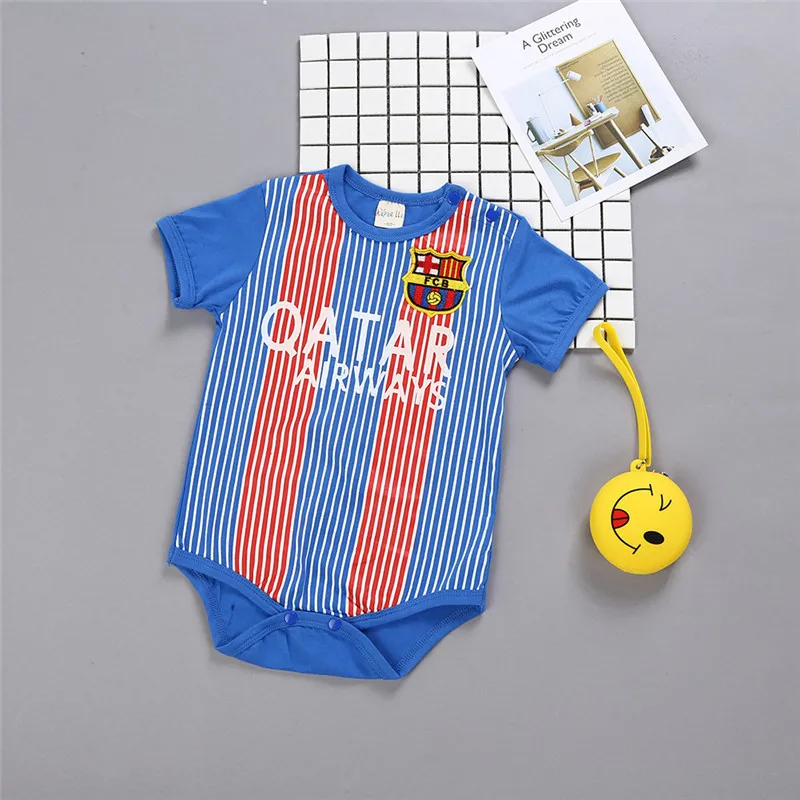 Летний для новорожденных Спортивный Футбольный Комбинезон маленьких мальчиков