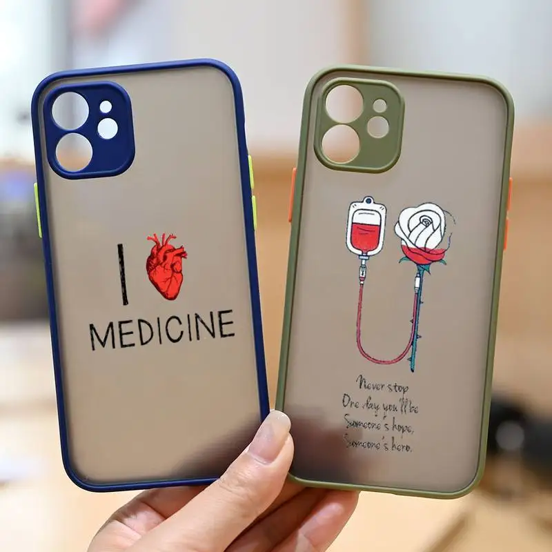 

Cartoon Medicine Doctor Nurse Phone Case matte transparent For iphone 7 8 11 12 13 plus mini x xs xr pro max cover