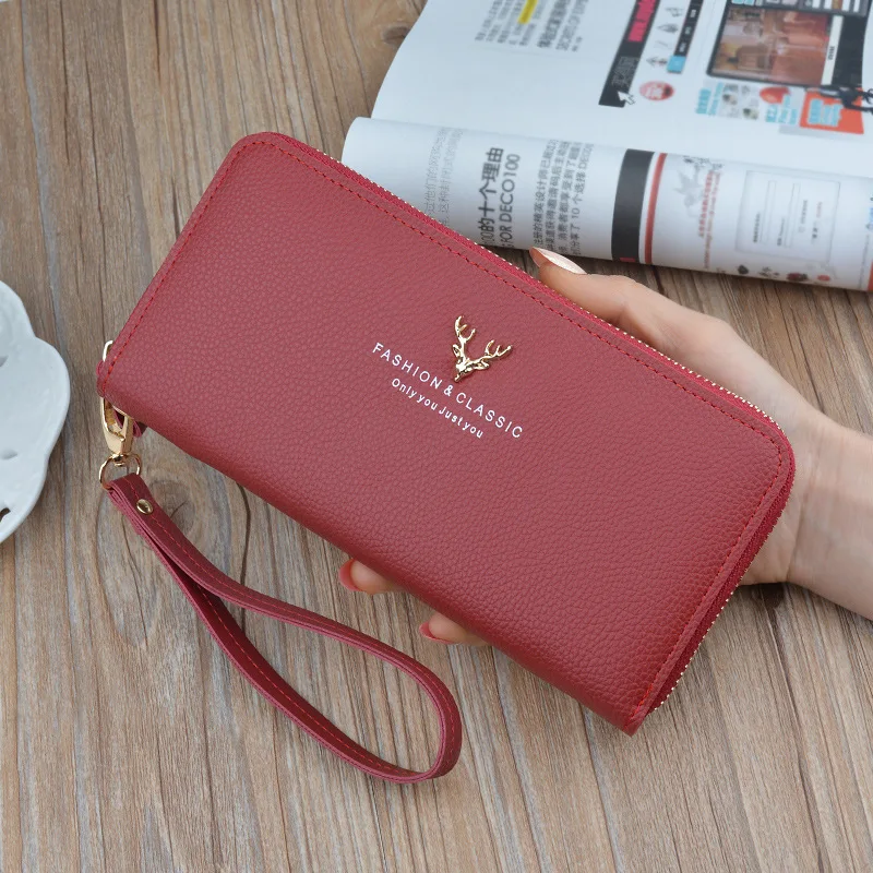 

Ms Women Wallet Female Long Phone Bag New Zipper Fashion Korean Student Coin Purse High Capacity Litchi Pattern Clutch