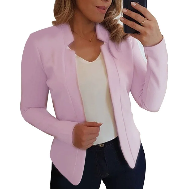 

New Women Blazer Thin Long Sleeve Blazer 2021 Solid Color Office Lady Suit Coat Fashion Women Basic Coats Autumn Spring Formal