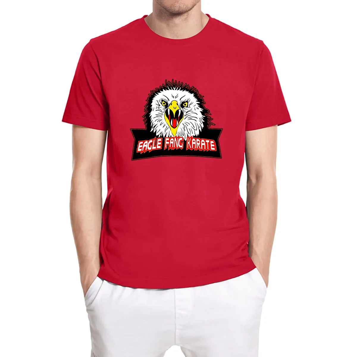 Men's Tshirt Eagle Fang karate T Shirt Cobra Kai Tshirt American Martial Arts Comedy T-Shirt Summer Short Sleeve Cotton Tee