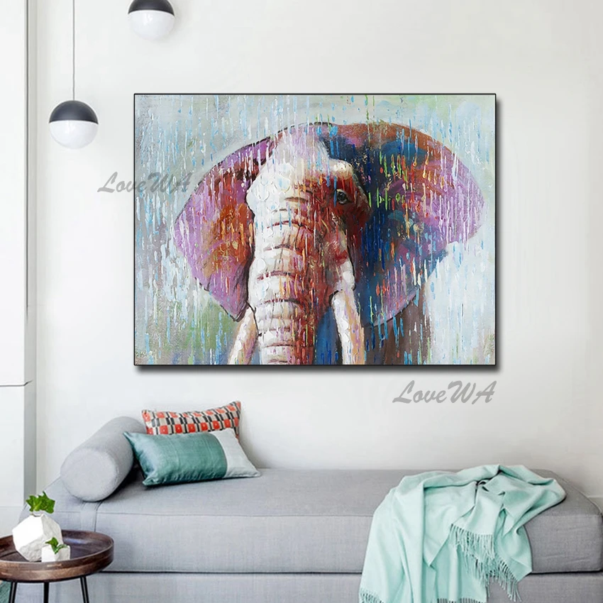 Картина с изображением головы слона современная настенная на холсте настенное