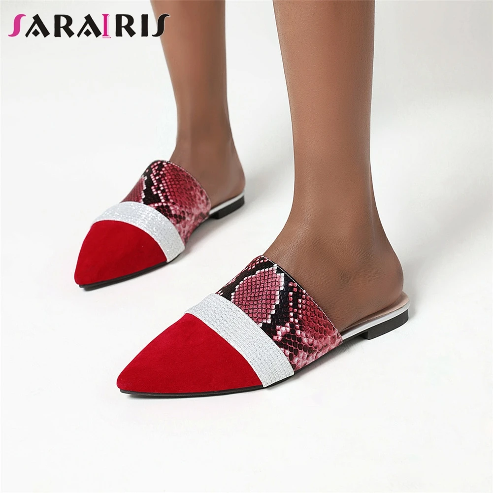 Мюли SARAIRIS женские на низком каблуке повседневные туфли без застежки Лоскутная
