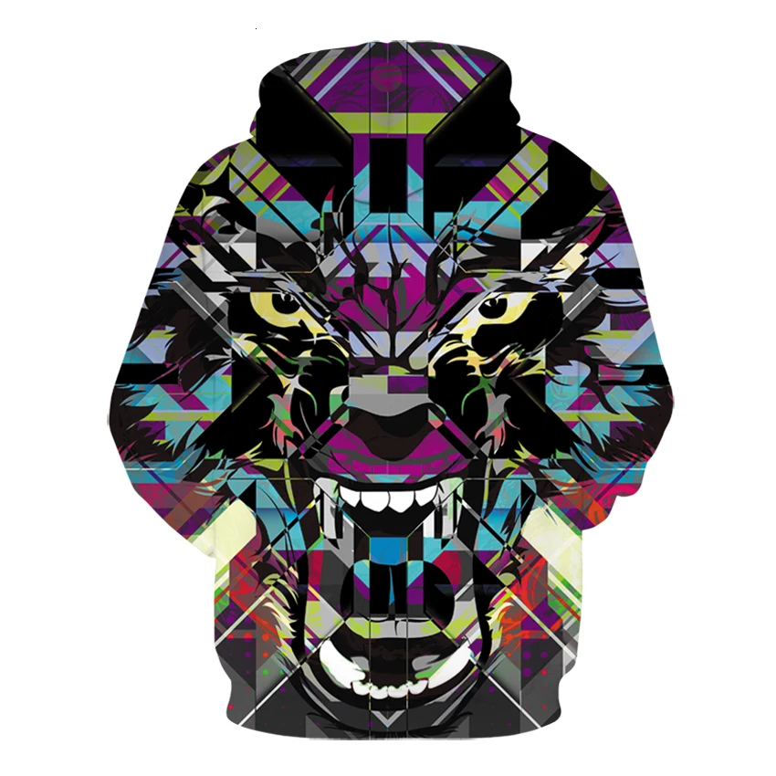 5XL волк толстовки мужские пальто крутые 3d принт мужские толстовки Модный пуловер 3D толстовки с капюшоном уличная одежда с карманом