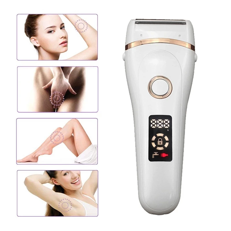 Electric Razor Painless Lady Shaver For Women Bikini Trimmer For Whole Body Waterproof USB Charging LCD Display Wet & Dry Using