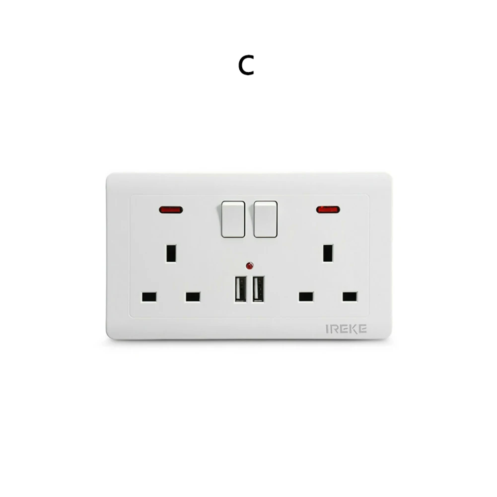 1 шт. белый двойной Usb зарядное устройство двойной 2 банда вилка электрическая настенная розетка переключение квадратный край 13 Ампер USB порт розетка для домашнего использования