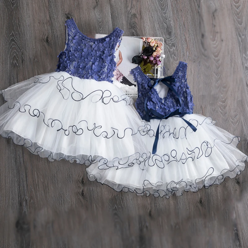 Summer New Girls Lace Dress Flower Kids Sleeveless Birthday Wedding Party Baby Girl Children Cake Princess Clothing | Детская одежда и