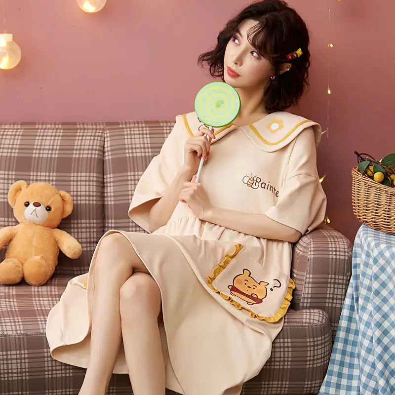 Женские кавайные рубашки для сна базовые удобные японские мешковатые ночные