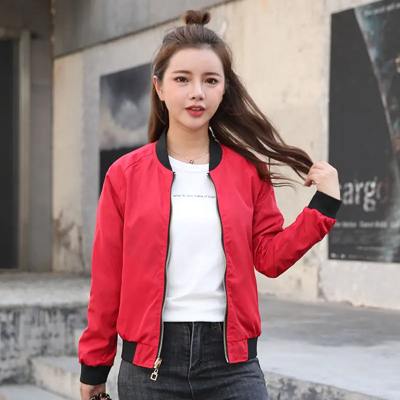 

Woman Jacket Spring and Autumn Zipper Baseball Uniform Jacket Women Korean Casual Street Thin Coat