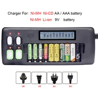 14 bay lcd universal battery charger for 1 2v aa aaa 9v ni mh ni cd lithium rechargeable batteries aa aaa battery smart charger