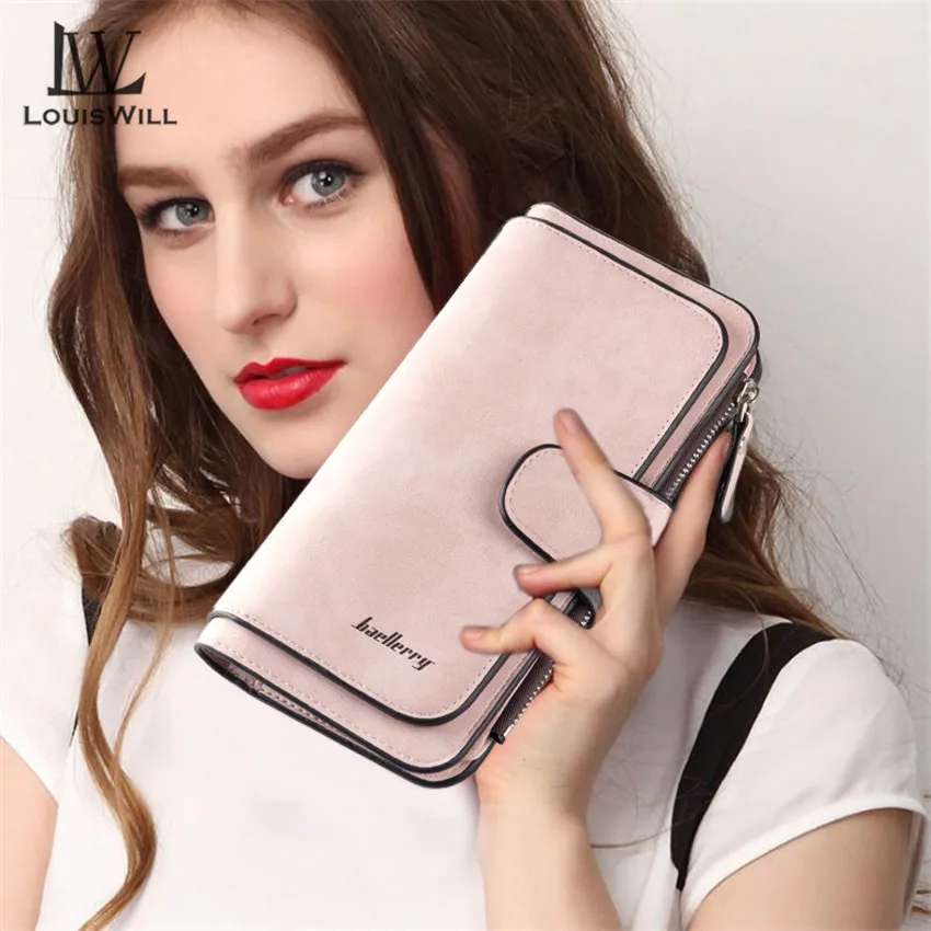 Кожаные женские кошельки Louiswill длинный клатч кошелек для карт и денег модный