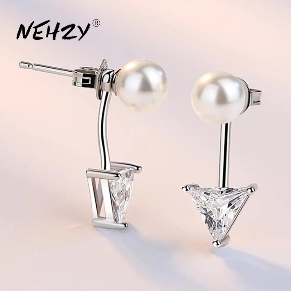 Женские серьги гвоздики из серебра 925 пробы с фианитами|Серьги-гвоздики| |