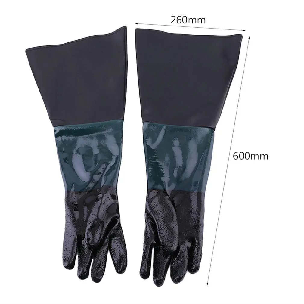 

60cm PVC Gloves Soft Comfortable Sandblasting Machine Gloves For Sandblaster Cabinet Anti-slip Labour Protection Gloves