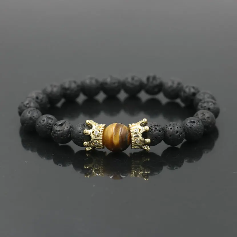 Мужской браслет с бусинами в виде тигрового глаза фианитами|Браслеты шармами| |