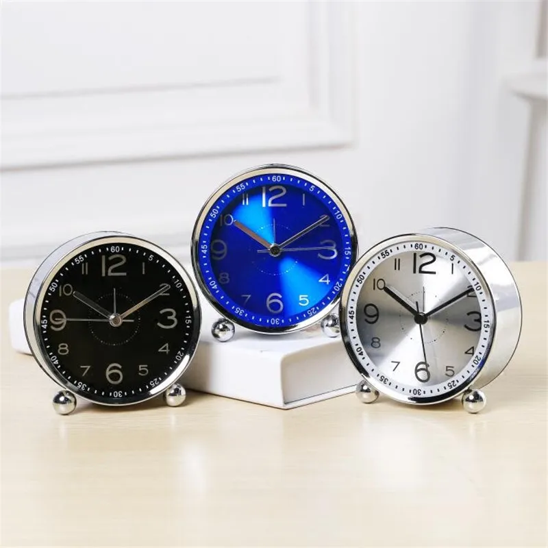 4 дюйма мини металлические иглы Настольный Будильник Кварцевый офисный