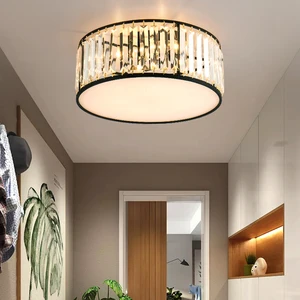 Современные светодиодные потолочные лампы, Хрустальный декор для гостиной, креативная черная лампа для спальни, кухни, столовой, коридора