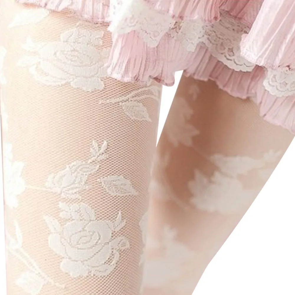 

Rose Sexy Panty Hose Gothic Sexy Knee High Socks Kawaii Long Socks Elastic Mesh Knit Frill Trim Transparent Ankle socks