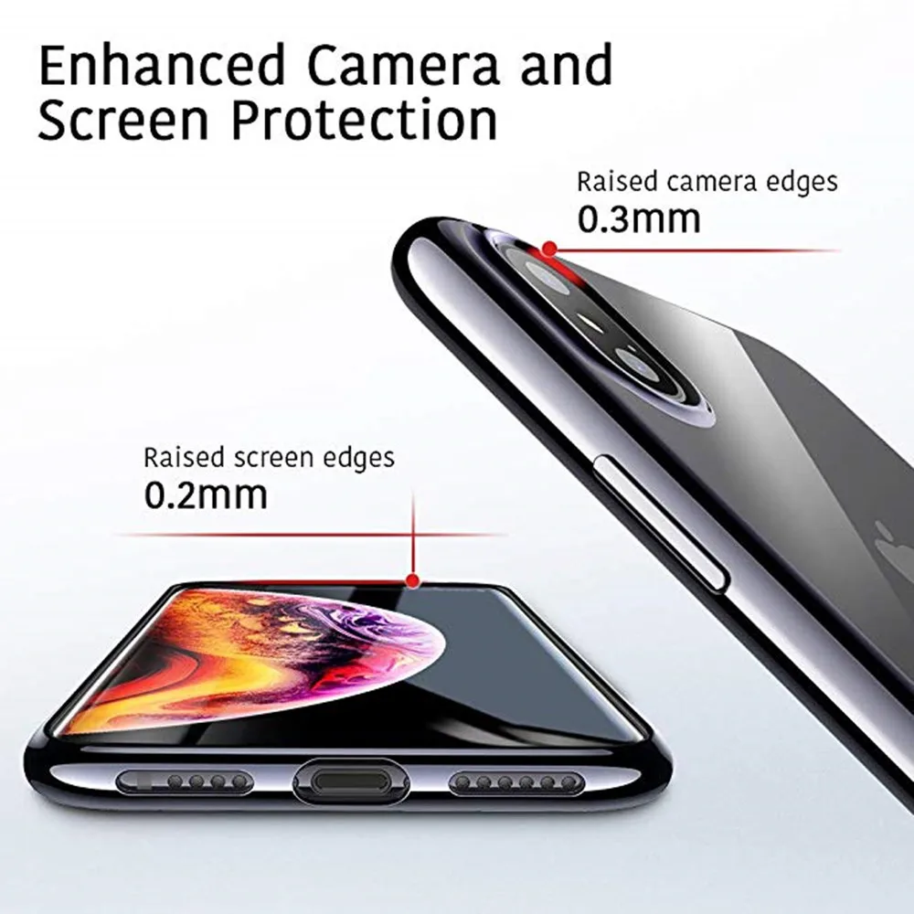 Ультра тонкий прозрачный для iPhone 6 Plus 7 8 чехол TPU Тонкий с гальваническим краем XR Xs