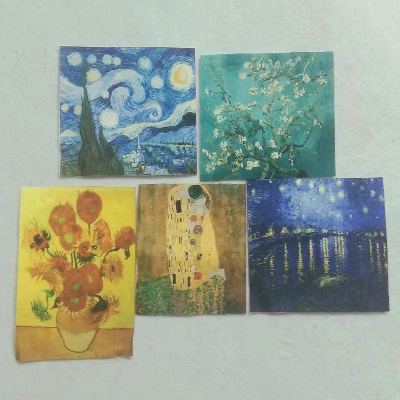 Красивые 5 шт. известная картина маслом с принтом хлопковая холщовая ткань