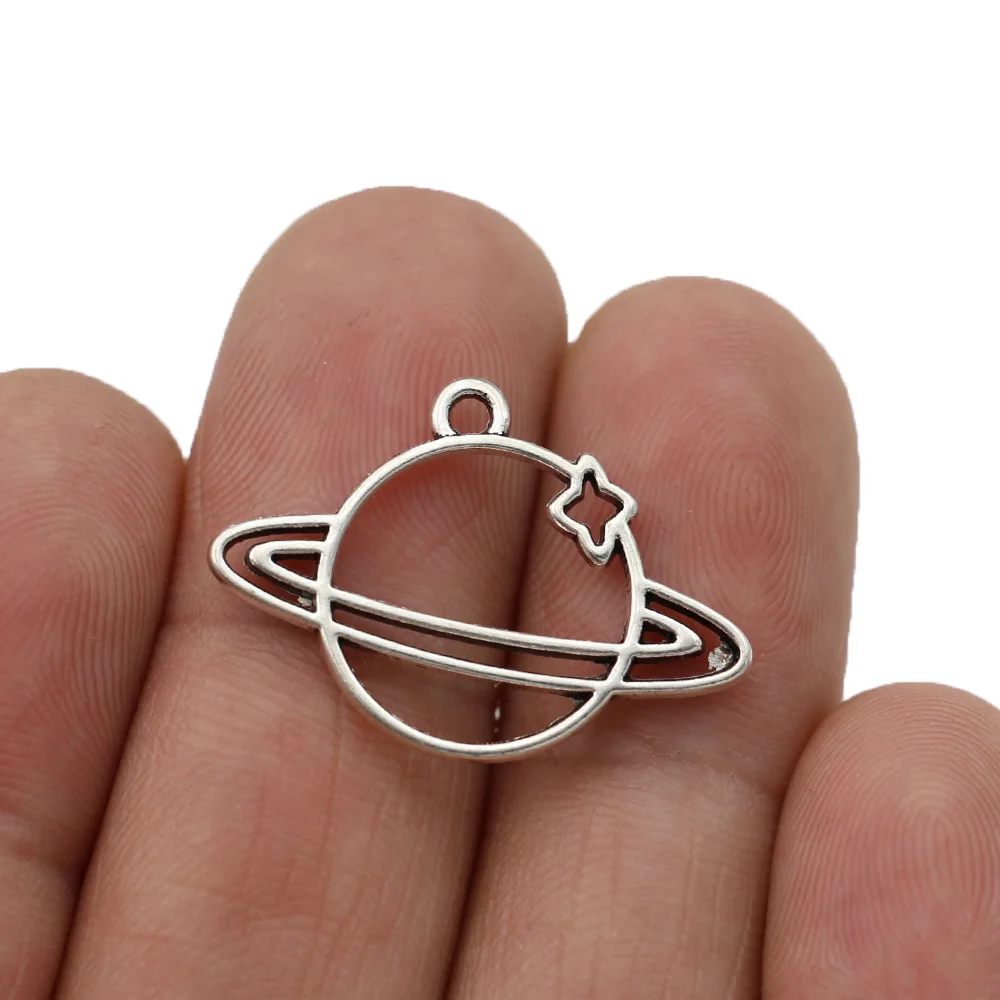 

10pcs Tibetan Silver Plated Planet Charms Pendants for Bracelet Jewelry Making Earrings DIY Handmade 18x27mm