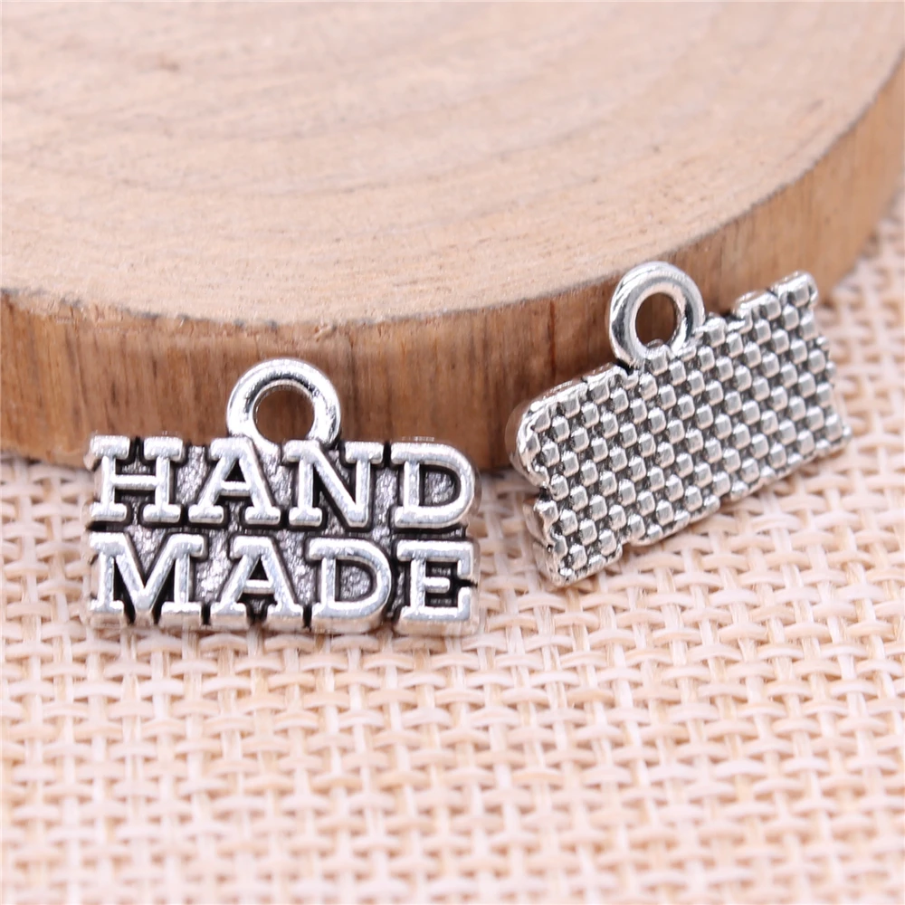 

Hand Made Charms For Jewelry Making Findings Handmade DIY Craft 10pcs Antique Silver Color 17x12mm