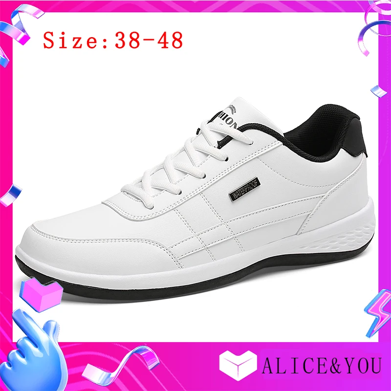 

2021 New Summer Fashion Leather Men Shoes Lace-up Breathable Trend Casual Shoes Non-Slip Sneakers Vulcanized Shoes