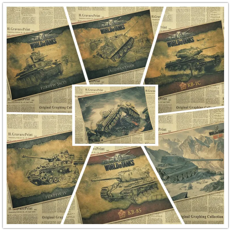 World of Tanks классические игры постер фильма комплект крафт Бумага кафе бар ретро