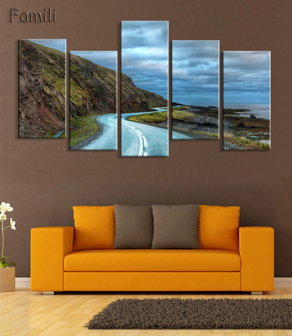 

Modular Pictures Wall Art Poster Frame Home Decor For Living Room 5 Pieces Highway Painting Canvas Print UnFramed