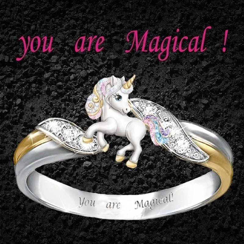 1/2 / 3Pcs Cute Rainbow Unicorn Jewelry Set Silver Color Children Necklace Ring Cartoon Animal Birthday Gift | Дом и сад