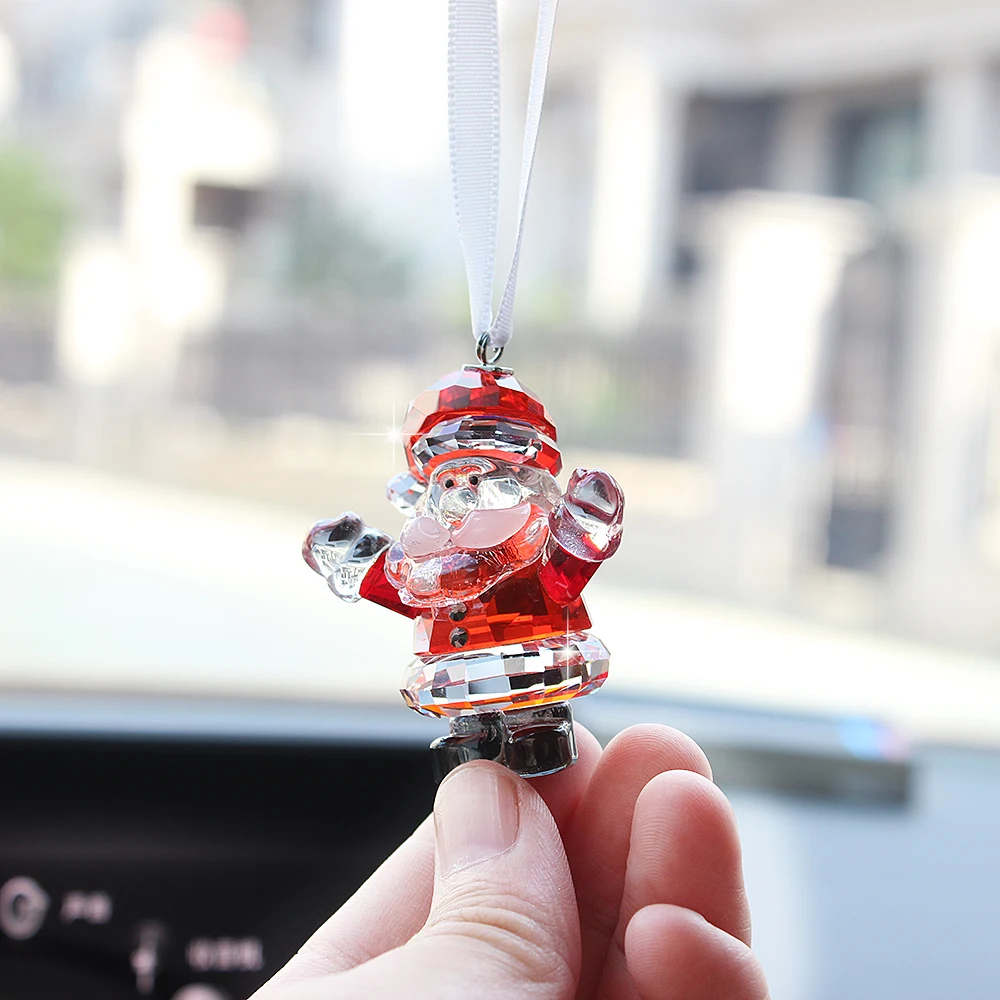Отличный австрийский хрусталь, Санта-Клаус, искусственная кожа, подвесные украшения для автомобиля, Рождественский декоративный подарок