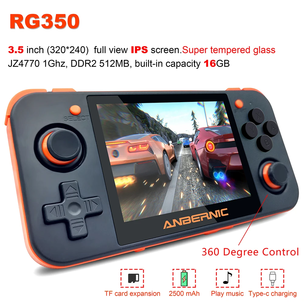 ANBERNIC RG350 ips Ретро игры 350 видео игры обновление игровой консоли ps1 игры 64 бит opendingux 3,5 дюймов 28000+ игры rg350