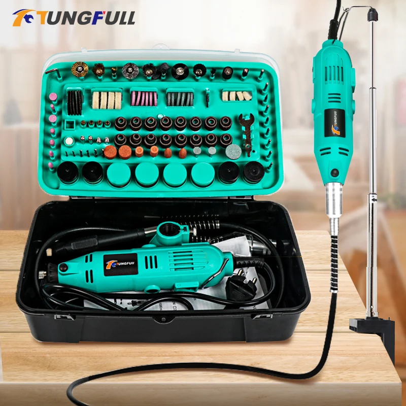Tungfull электрическая дрель Dremel шлифовальный станок мини Полировальные машины с
