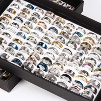 65pcs wholesale mixed lots mens womens stainless steel punk top rings fashion jewelry party gift wedding ring random style